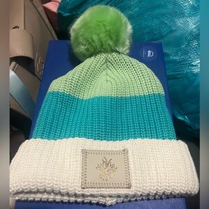 Princess and the Frog Green and Blue Pom-Pom Beanie